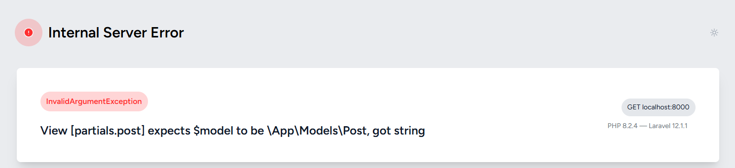 Partial view needs Post model else throw error