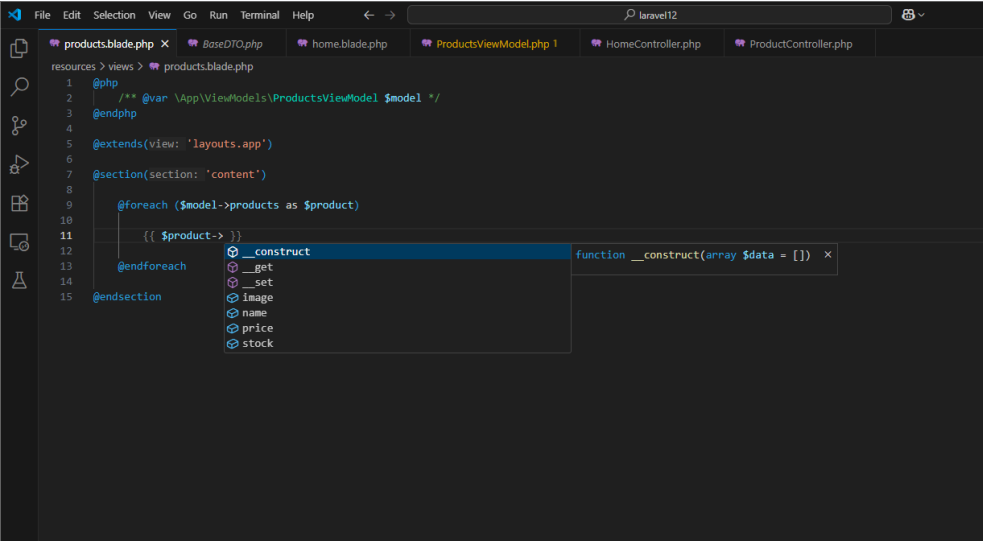 Autocomplete of DTO class properties